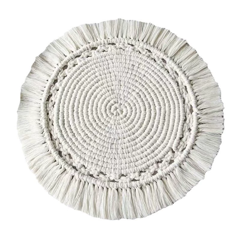 Round Handwoven Tassel Placemat · 0621 2