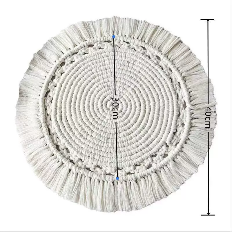 Round Handwoven Tassel Placemat · 0621 3