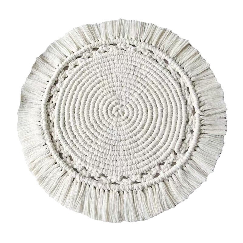 Round Handwoven Tassel Placemat · 6894 3