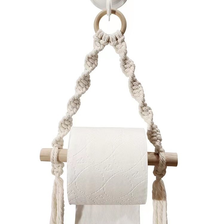 Wood-Accent Bohemian Handwoven Macramé Wall Hanging · 8513 4