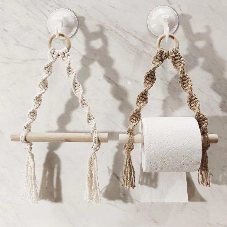 Wood-Accent Bohemian Handwoven Macramé Wall Hanging · 8513 5