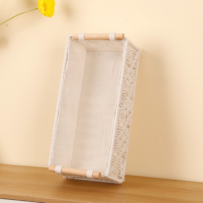 Cotton Rope Storage Basket with Wooden Handles 3